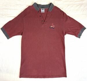 Vintage 2000 St Louis Cardinals MLB Polo Shirt Size M Ribbed Knit Y2K Red Grey
